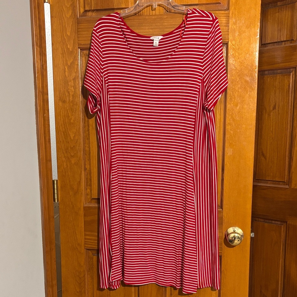 Intro. Red and White Striped Mini Dress